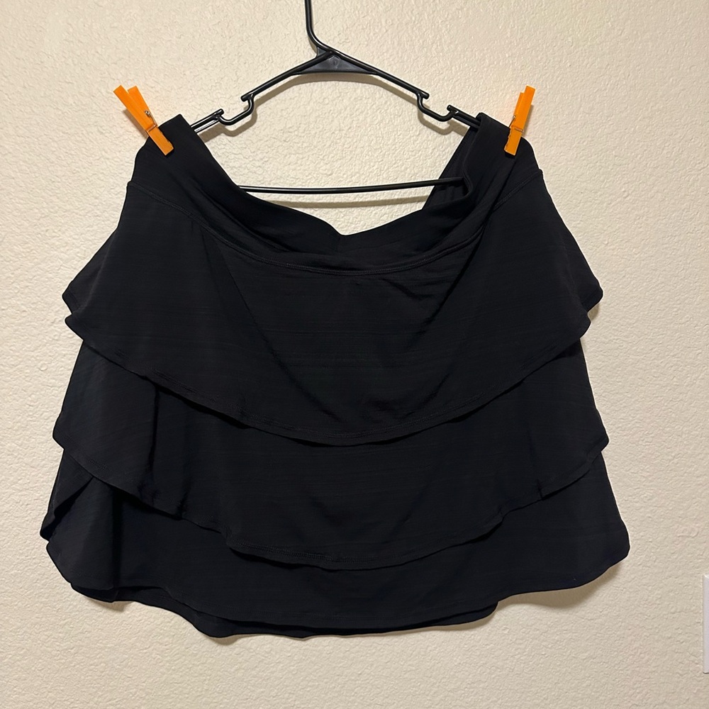 Black Ruffled Tiered bikini bottom skirt